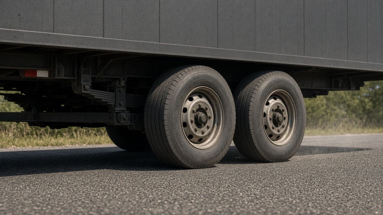Trailer tires on hot asphalt